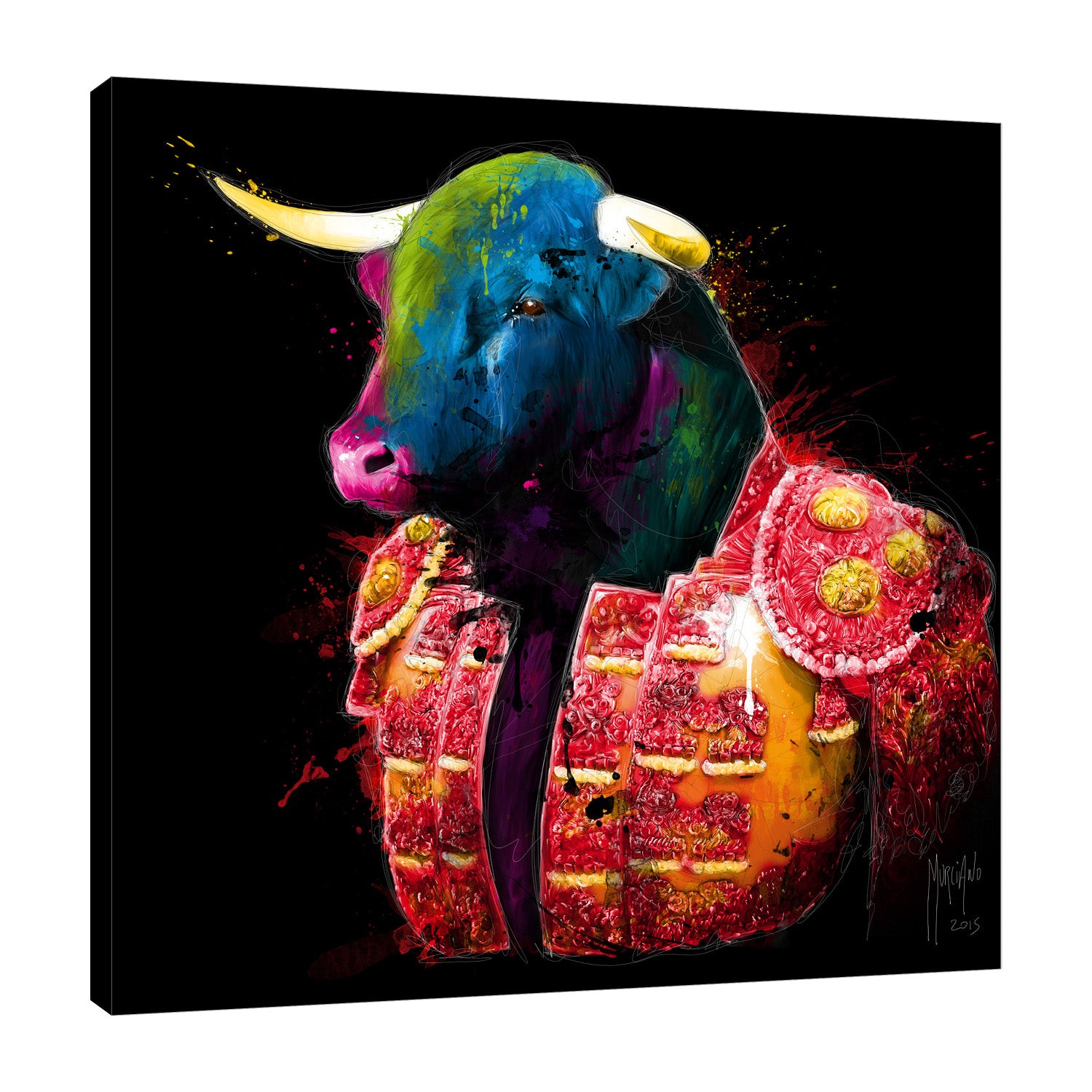 Patrice-Murciano,Modern & Contemporary,Animals,bull,toro,animals,toroador,Red,Gray,Teal Blue,Lavender Purple,Mint Green,Blue,Baby Blue,Black