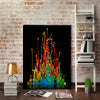Don-Farrall,Modern & Contemporary,Abstract,absrtact,paint,drips,green,yellow,orange,red,blue,Red,Gray,Charcoal Gray,Blue,Sea Green,Black