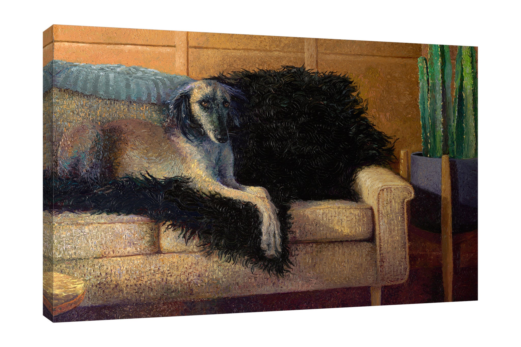 Iris-Scott,Modern & Contemporary,Animals,Impressionism,surreal,finger paint,animal,couch,cactus,dog,,